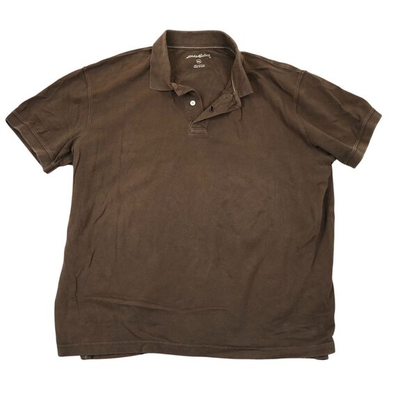 Eddie Bauer Mens Polo Shirt Size XXL Short Sleeve Casual Pullover Brown Classic - Picture 1 of 11